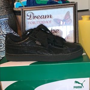 Black Puma Basket Heart Shoes